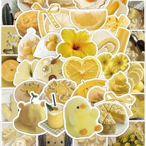 63pcs Warm Yellow Life Aesthetic Stickers